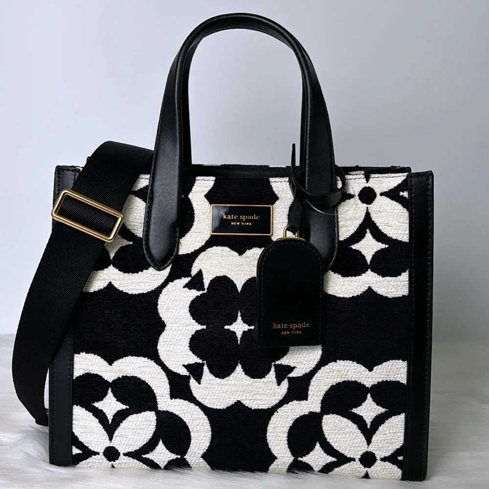 NWT💃Kate Spade Spade Flower Monogram Manhattan Chenille Small Tote Purse - Picture 7 of 12